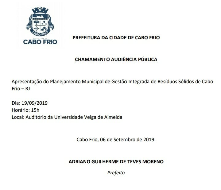 Prefeitura convoca audiência pública