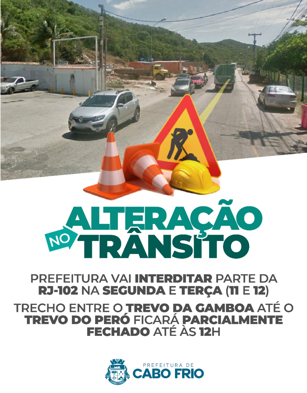 Prefeitura vai interditar parte da RJ-102 na segunda e terça (11 e 12)