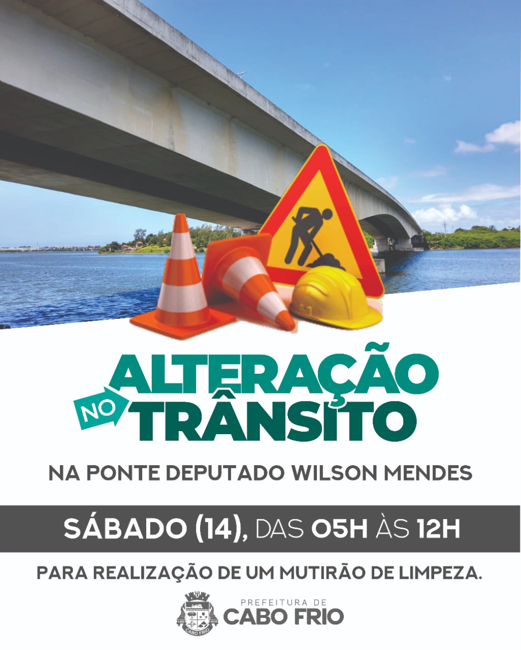 Prefeitura realiza limpeza da Ponte Deputado Wilson Mendes, no sábado (14)