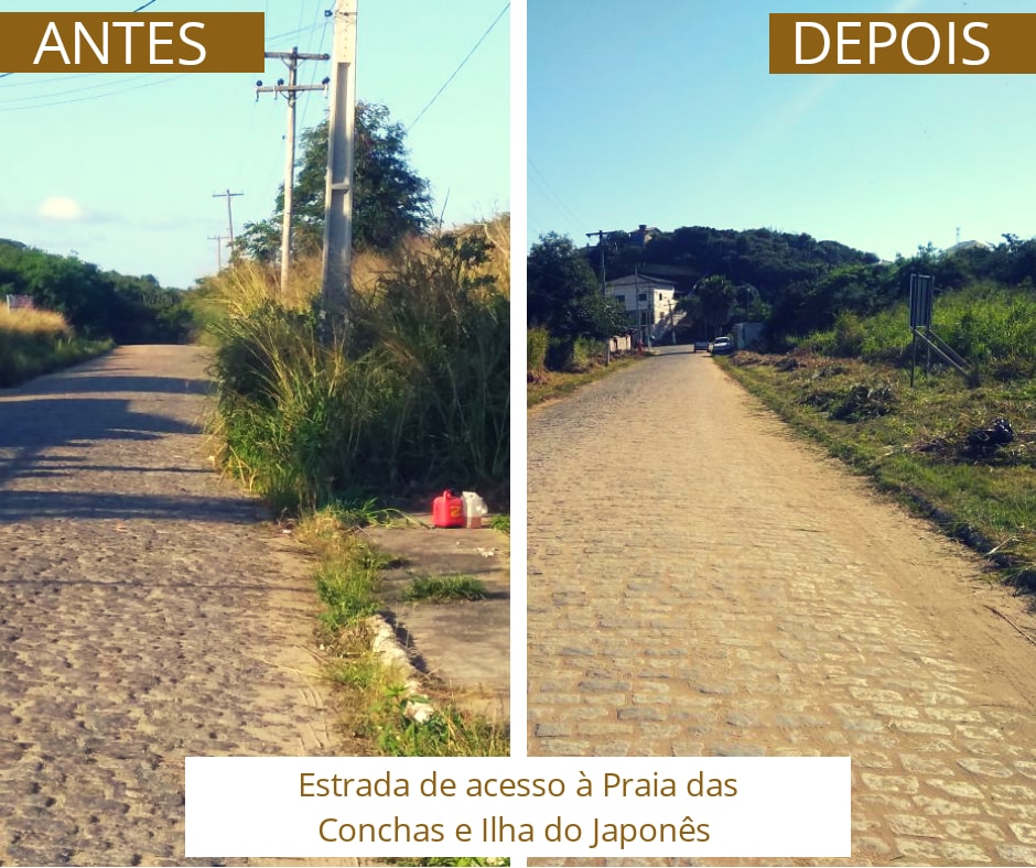 Equipe do setor Peró realiza operação de limpeza na estrada de acesso à Praia das Conchas e Ilha do Japonês