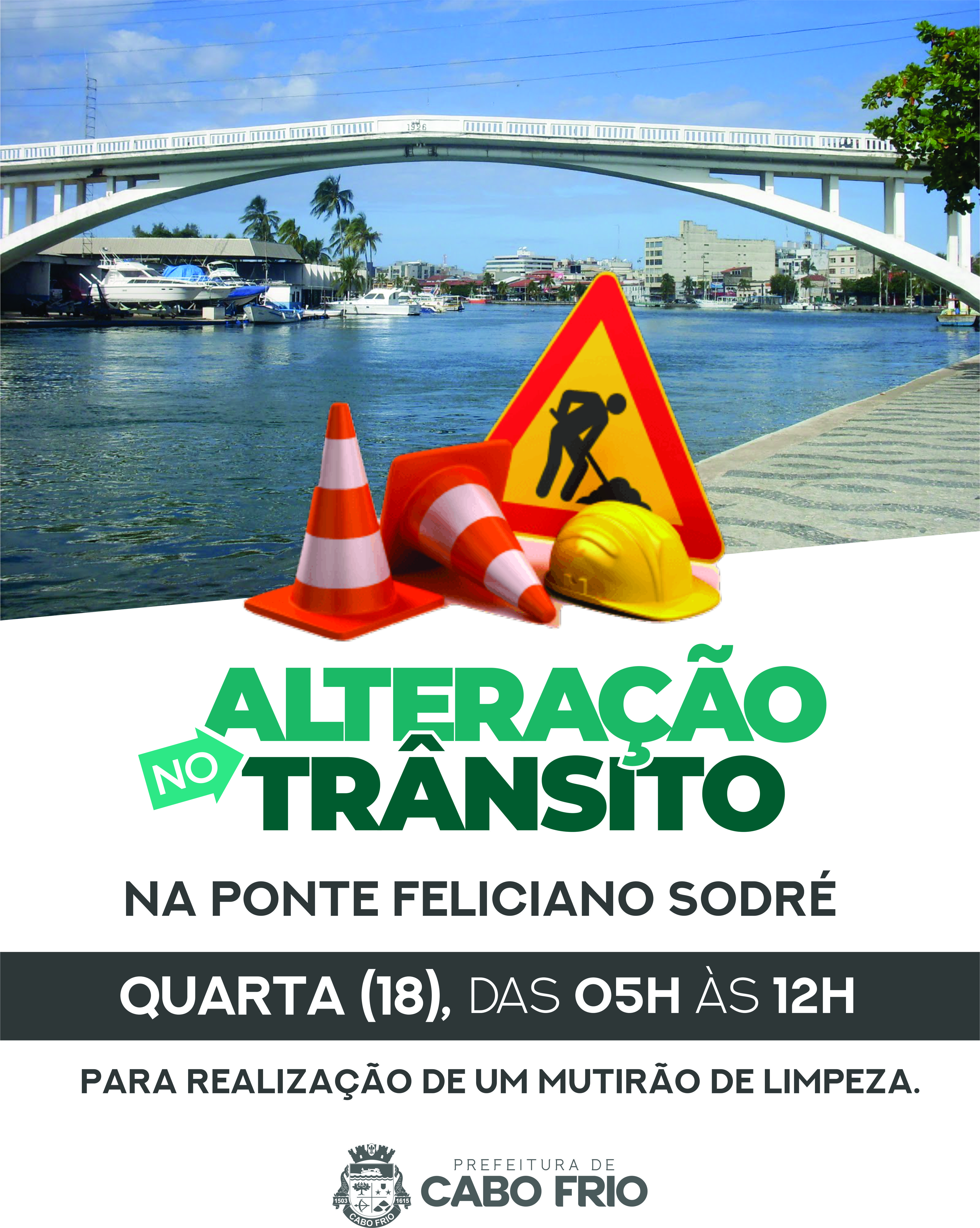 Prefeitura vai realizar a limpeza na Ponte Feliciano Sodré nesta quarta-feira (18)