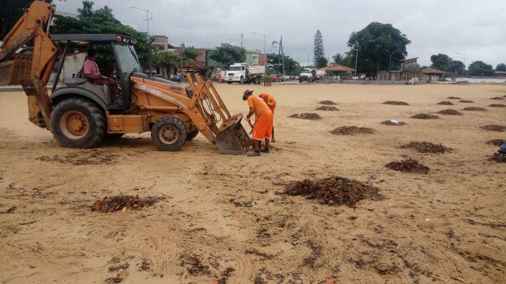 Comsercaf retira algas da Praia do Pontal