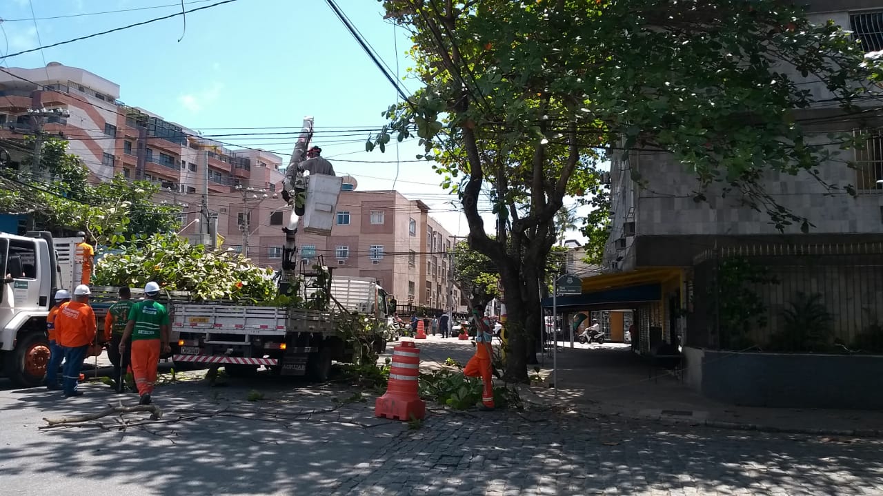 Companhia de Serviços de Cabo Frio realiza podas de árvores no Centro da Cidade