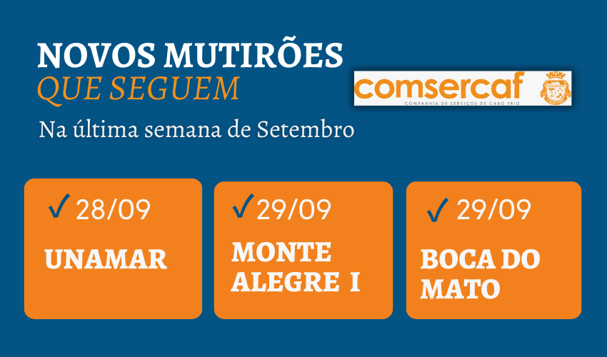 NOVOS MUTIRÕES DE LIMPEZA PARA A ÚLTIMA SEMANA DE SETEMBRO